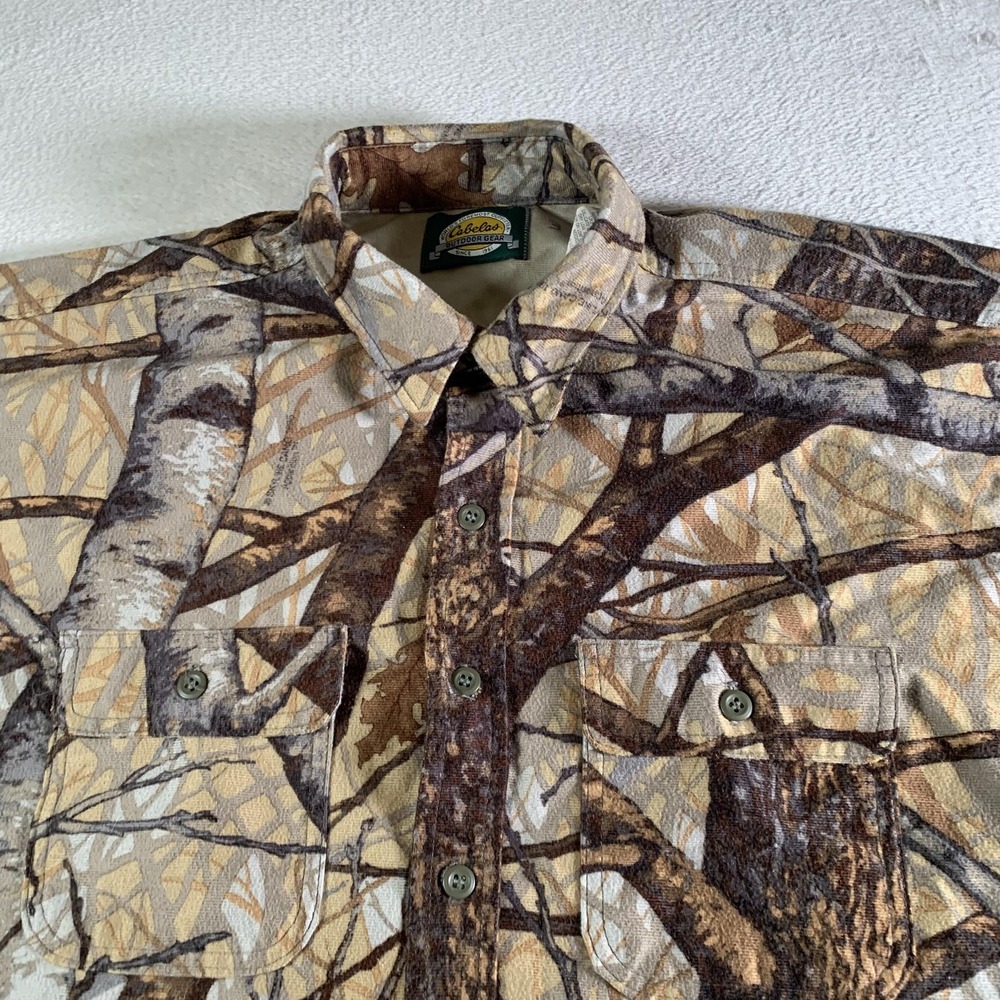 Vintage Cabelas Shirt Mens 3XL Brown Skyline Camo Long Sleeve Hunting 90s USA - Picture 2 of 11